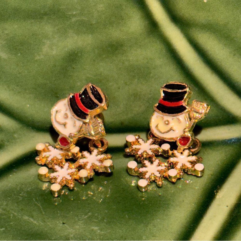 Christmas Snowman Earrings with Jackets (pierced)